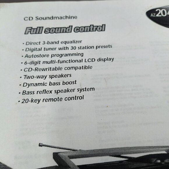 Philips AZ2045 CD Radio Cassette Recorder Boombox w/ Remote Manual WORKS GREAT - Picture 13 of 16